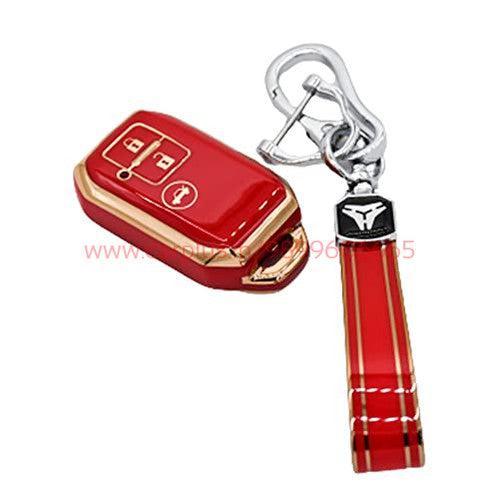 
                  
                    KMH TPU Gold Car Key Cover Compatible for Maruti Suzuki Swift, Dzire, Baleno, Ertiga 3 Button Smart Key Cover-TPU GOLD KEY COVER-KMH-TPU KEY COVER-Red with Keychain-CARPLUS
                  
                