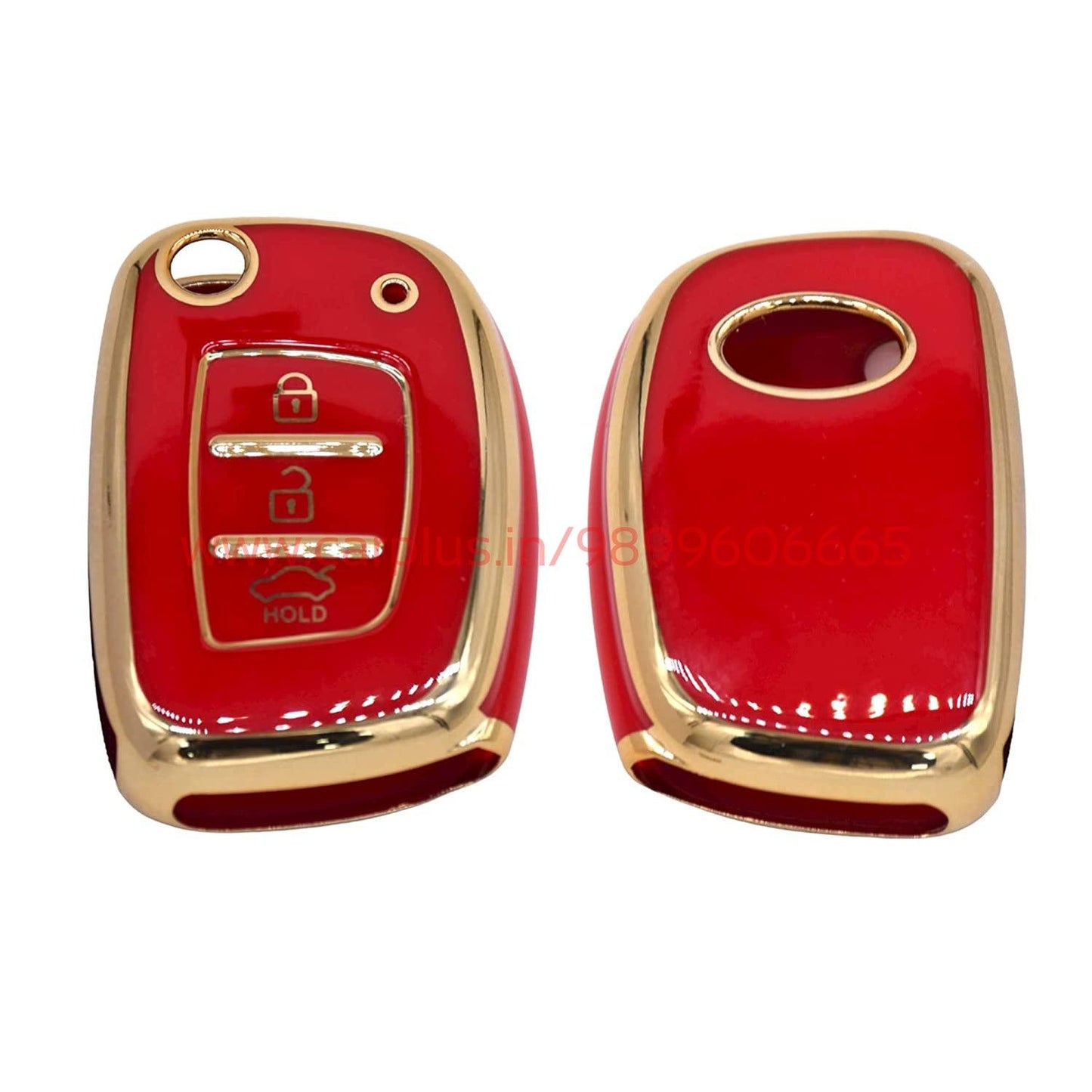 
                  
                    KMH - TPU Gold Car Key Cover Compatible for Venue, Creta, Aura, Elite i20, Active i20, Xcent 3 Button Smart Key-TPU GOLD KEY COVER-KMH-KEY COVER-Red-CARPLUS
                  
                
