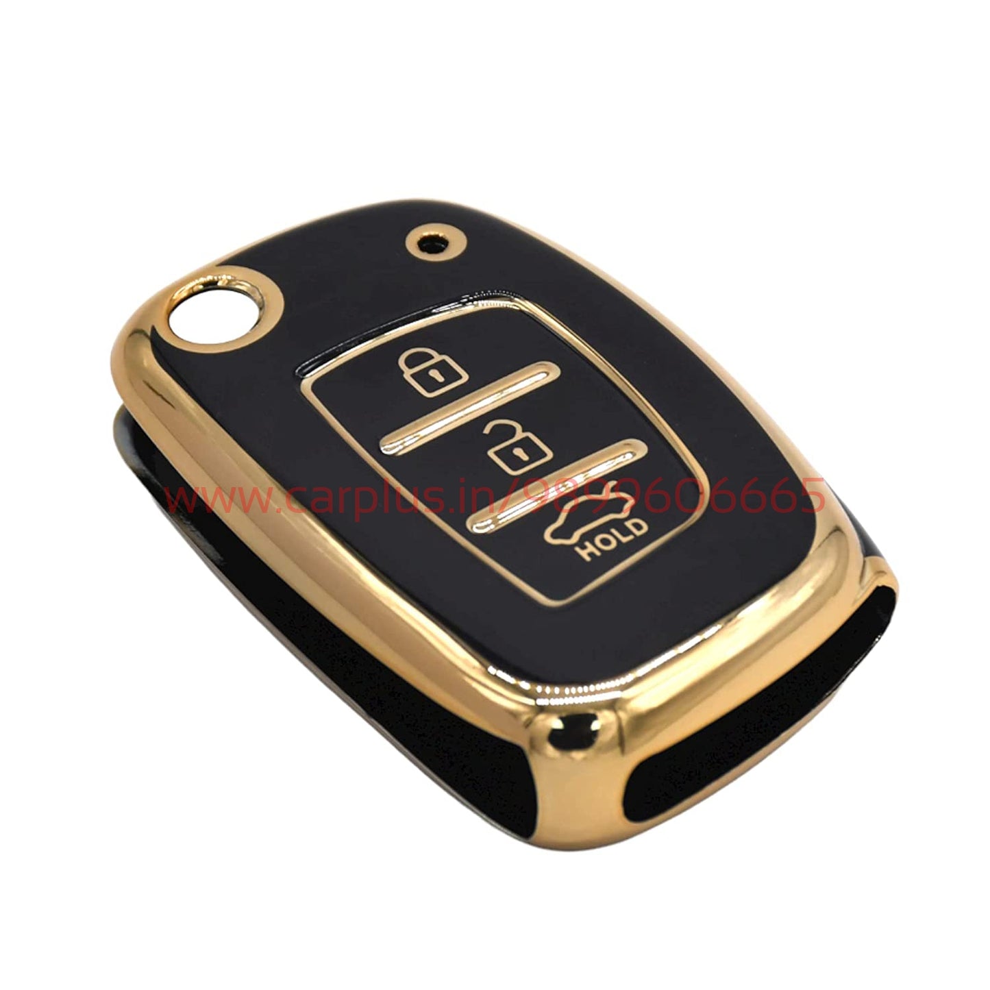 
                  
                    KMH - TPU Gold Car Key Cover Compatible for Venue, Creta, Aura, Elite i20, Active i20, Xcent 3 Button Smart Key-TPU GOLD KEY COVER-KMH-KEY COVER-Black-CARPLUS
                  
                