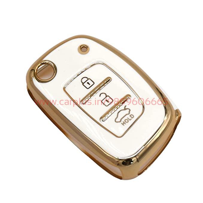 
                  
                    KMH - TPU Gold Car Key Cover Compatible for Venue, Creta, Aura, Elite i20, Active i20, Xcent 3 Button Smart Key-TPU GOLD KEY COVER-KMH-KEY COVER-White-CARPLUS
                  
                