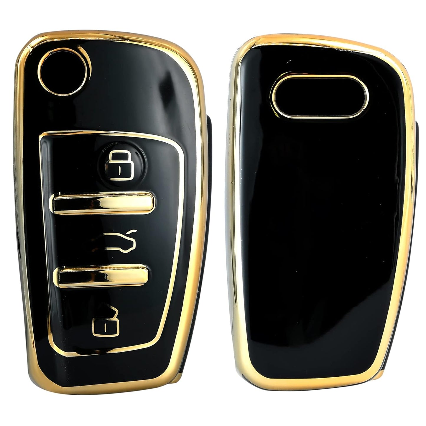 
                  
                    KMH TPU Gold Car Key Cover Compatible with Audi A1 A3 A6 Q2 Q3 Q7 TT TTS R8 S3 S6 RS3 Smart Key Cover (Pack of 2, Black-White)-TPU GOLD KEY COVER-KMH-CARPLUS
                  
                