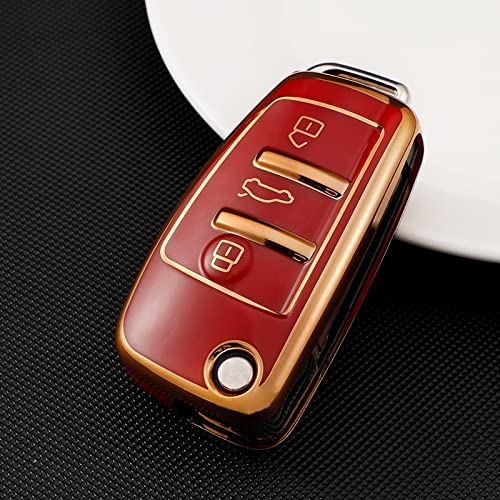 
                  
                    KMH TPU Gold Car Key Cover Compatible with Audi A1, A3, A6, Q2, Q3, Q7, TT, TTS, R8, S3, S6, RS3 Smart Key Cover (Pack of 2, Red)-TPU GOLD KEY COVER-KMH-CARPLUS
                  
                
