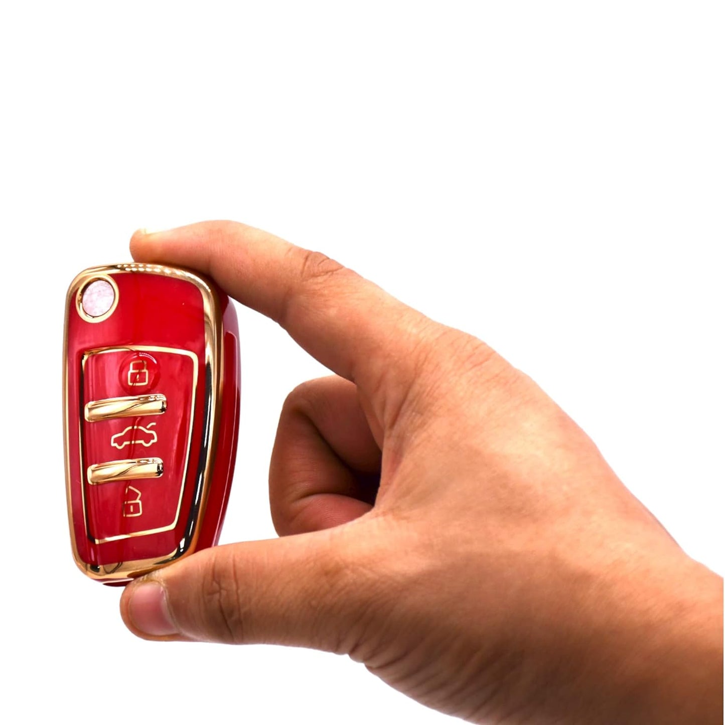 
                  
                    KMH TPU Gold Car Key Cover Compatible with Audi A1, A3, A6, Q2, Q3, Q7, TT, TTS, R8, S3, S6, RS3 Smart Key Cover (Pack of 2, Red)-TPU GOLD KEY COVER-KMH-CARPLUS
                  
                