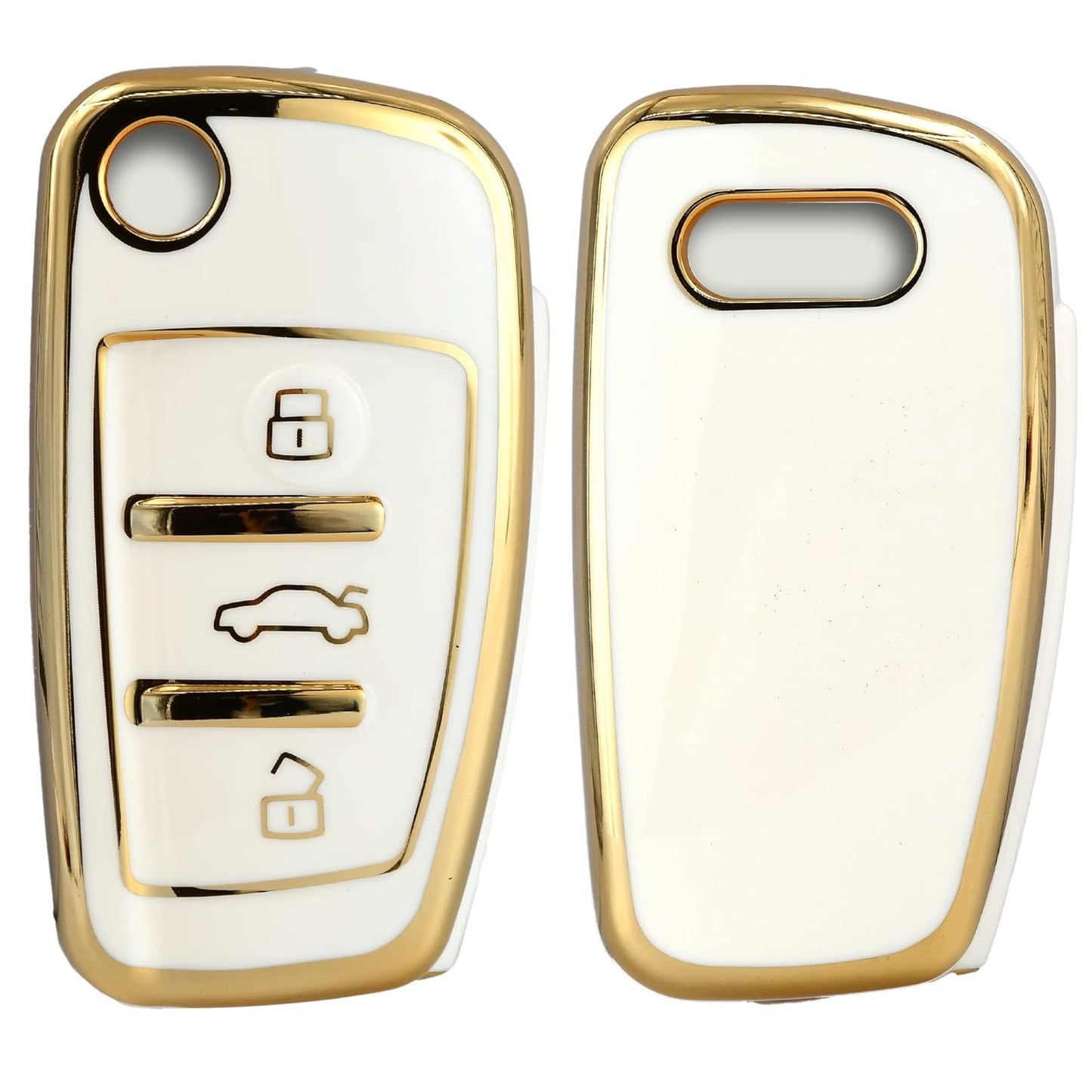 
                  
                    KMH TPU Gold Car Key Cover Compatible with Audi A1 A3 A6 Q2 Q3 Q7 TT TTS R8 S3 S6 RS3 Smart Key Cover (Pack of 2, White-Red)-TPU GOLD KEY COVER-KMH-CARPLUS
                  
                