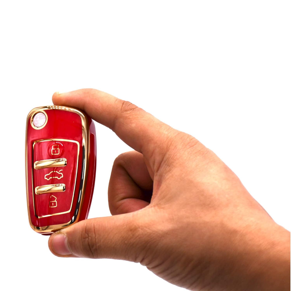 
                  
                    KMH TPU Gold Car Key Cover Compatible with Audi A1 A3 A6 Q2 Q3 Q7 TT TTS R8 S3 S6 RS3 Smart Key Cover (Pack of 2, White-Red)-TPU GOLD KEY COVER-KMH-CARPLUS
                  
                