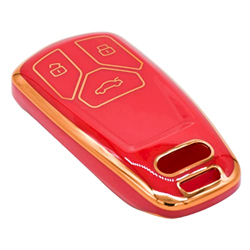 
                  
                    KMH TPU Gold Car Key Cover Compatible with Audi A4 TT TTS Q7 2016 2017 Key Cover (Pack of 2, Red)-TPU GOLD KEY COVER-KMH-CARPLUS
                  
                