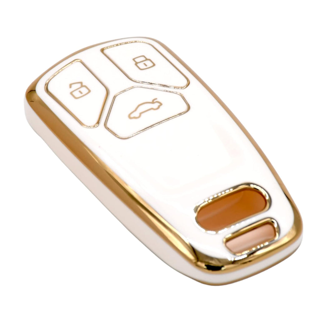 
                  
                    KMH TPU Gold Car Key Cover Compatible with Audi A4 TT TTS Q7 2016 2017 Key Cover (Pack of 2, White)-TPU GOLD KEY COVER-KMH-CARPLUS
                  
                