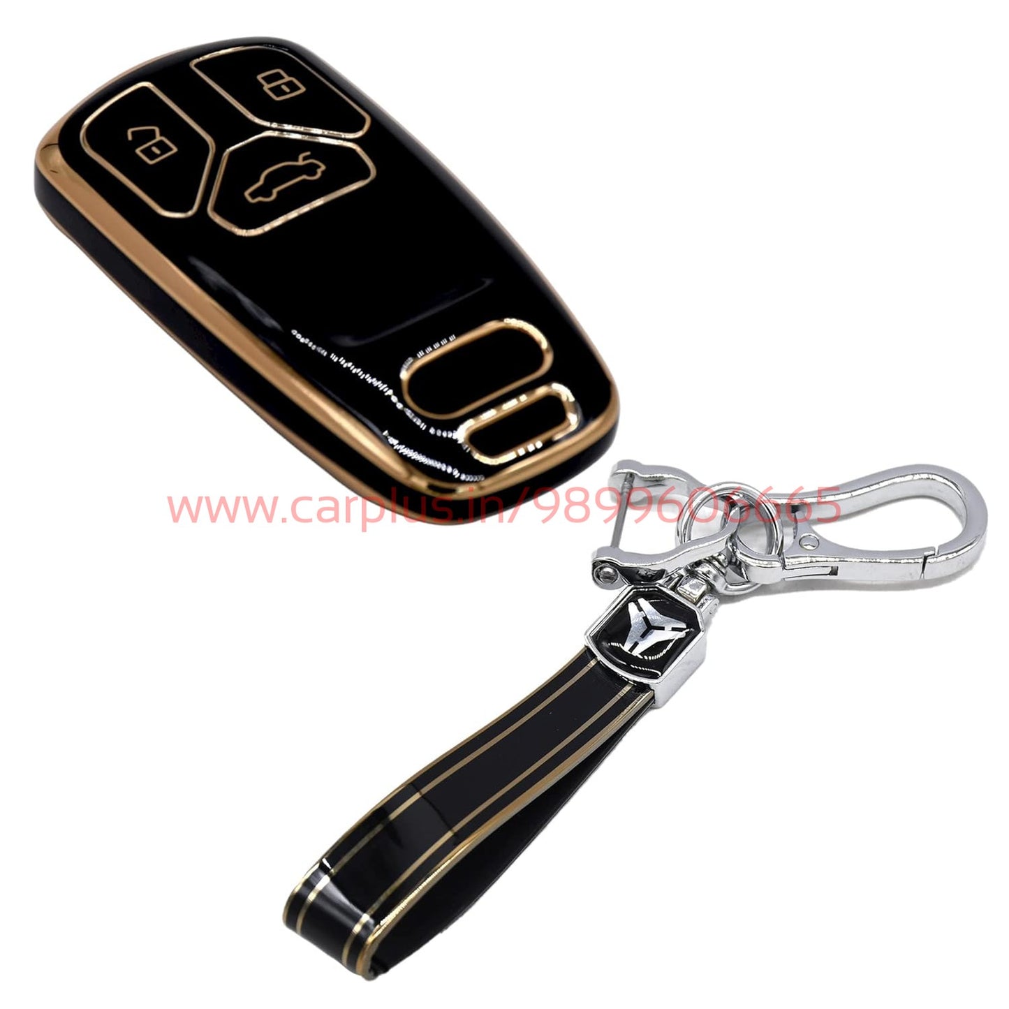 
                  
                    KMH TPU Gold Car Key Cover Compatible with Audi A4 TT TTS Q7 2016 2017 Key cover-TPU GOLD KEY COVER-KMH-KEY COVER-Black with Keychain-CARPLUS
                  
                