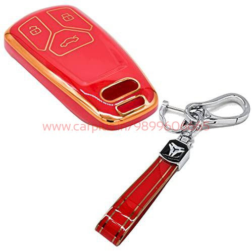 
                  
                    KMH TPU Gold Car Key Cover Compatible with Audi A4 TT TTS Q7 2016 2017 Key cover-TPU GOLD KEY COVER-KMH-KEY COVER-Red with Keychain-CARPLUS
                  
                