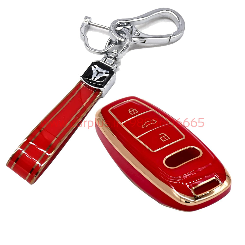 
                  
                    KMH TPU Gold Car Key Cover Compatible with Audi Smart Key Cover case-TPU GOLD KEY COVER-KMH-KEY COVER-Red with Keychain-CARPLUS
                  
                
