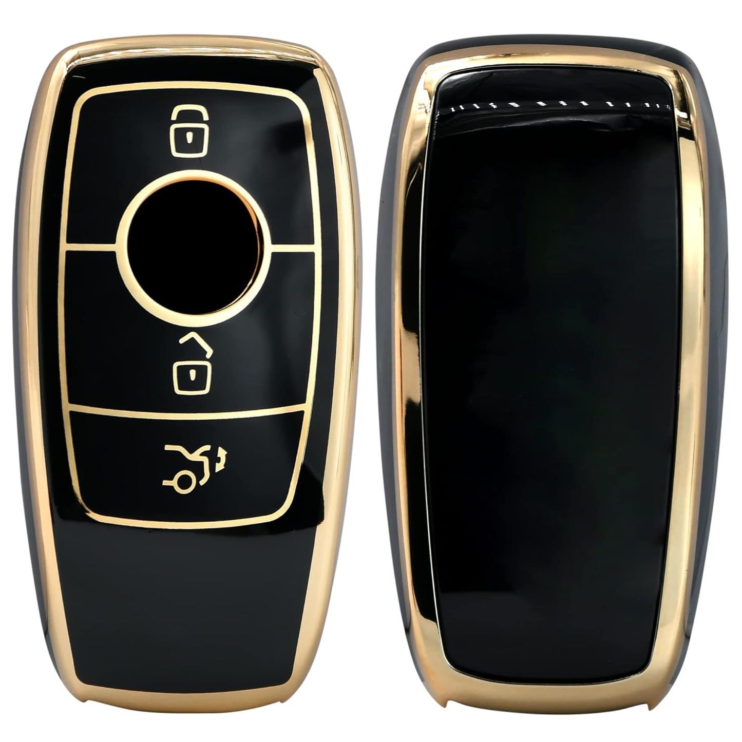 
                  
                    KMH - TPU Gold Car Key Cover Compatible with Benz E Series and S Series Smart Key 3 Button (Pack of 2, Black)-TPU GOLD KEY COVER-KMH-CARPLUS
                  
                