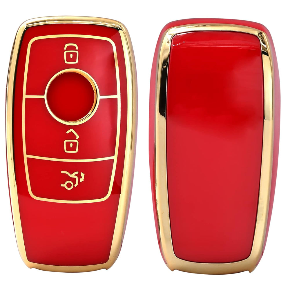 
                  
                    KMH - TPU Gold Car Key Cover Compatible with Benz E Series and S Series Smart Key 3 Button (Pack of 2, Red)-TPU GOLD KEY COVER-KMH-CARPLUS
                  
                