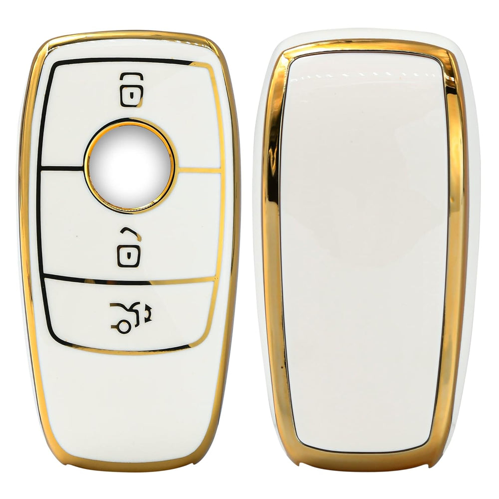 
                  
                    KMH - TPU Gold Car Key Cover Compatible with Benz E Series and S Series Smart Key 3 Button (Pack of 2, White)-TPU GOLD KEY COVER-KMH-CARPLUS
                  
                