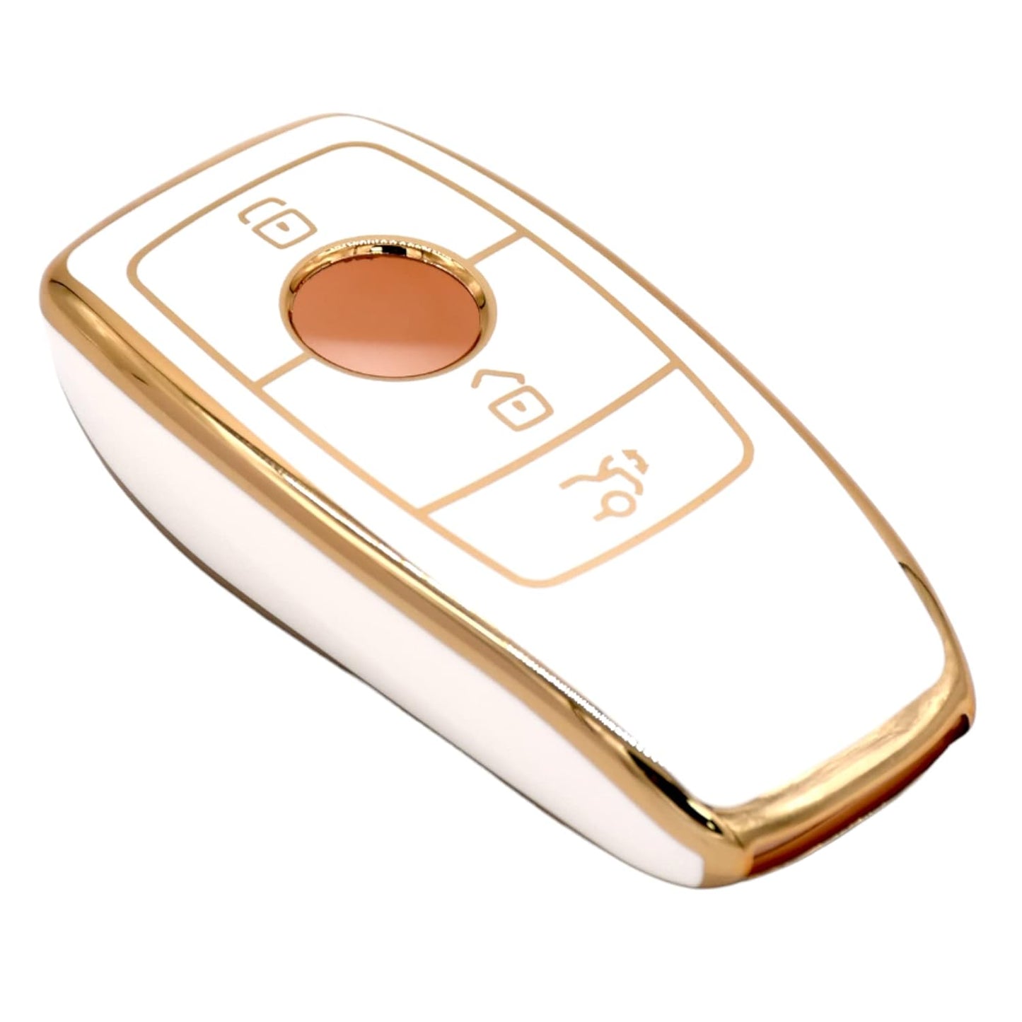 
                  
                    KMH - TPU Gold Car Key Cover Compatible with Benz E Series and S Series Smart Key 3 Button (Pack of 2, White)-TPU GOLD KEY COVER-KMH-CARPLUS
                  
                