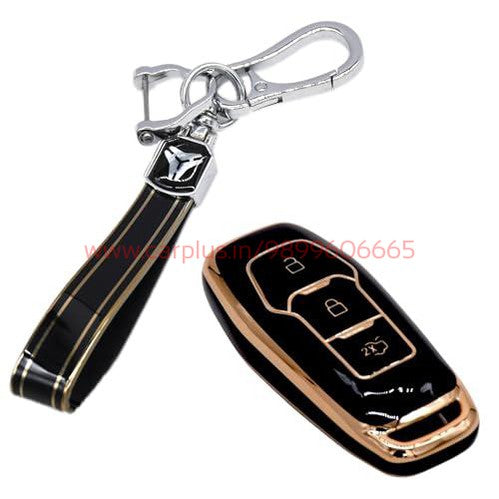 
                  
                    KMH - TPU Gold Car Key Cover Compatible with Ford 3 Push Button Smart Key-TPU GOLD KEY COVER-KMH-KEY COVER-Black with Keychain-CARPLUS
                  
                