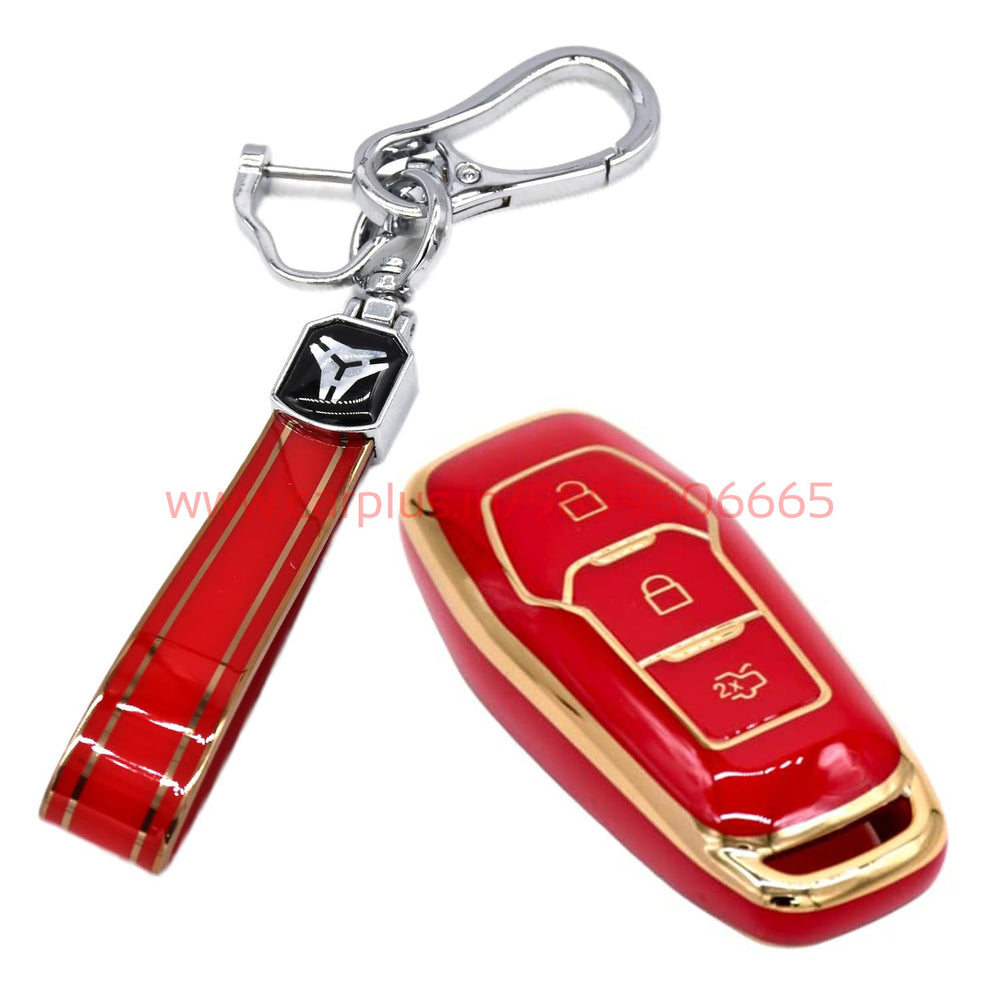 
                  
                    KMH - TPU Gold Car Key Cover Compatible with Ford 3 Push Button Smart Key-TPU GOLD KEY COVER-KMH-KEY COVER-Red with Keychain-CARPLUS
                  
                