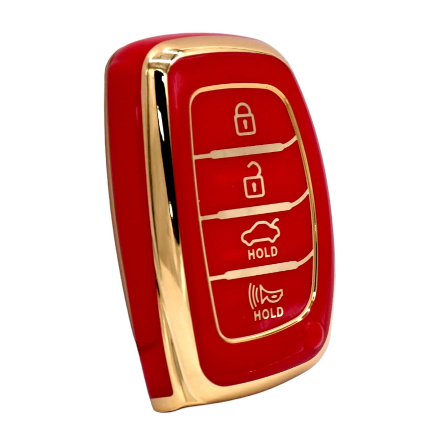 
                  
                    KMH - TPU Gold Car Key Cover Compatible with Hyundai Alcazar Creta 2022 Venue i20 Tucson Elantra 4 Button Smart Key Cover (Pack of 2, Red)-TPU GOLD KEY COVER-KMH-CARPLUS
                  
                
