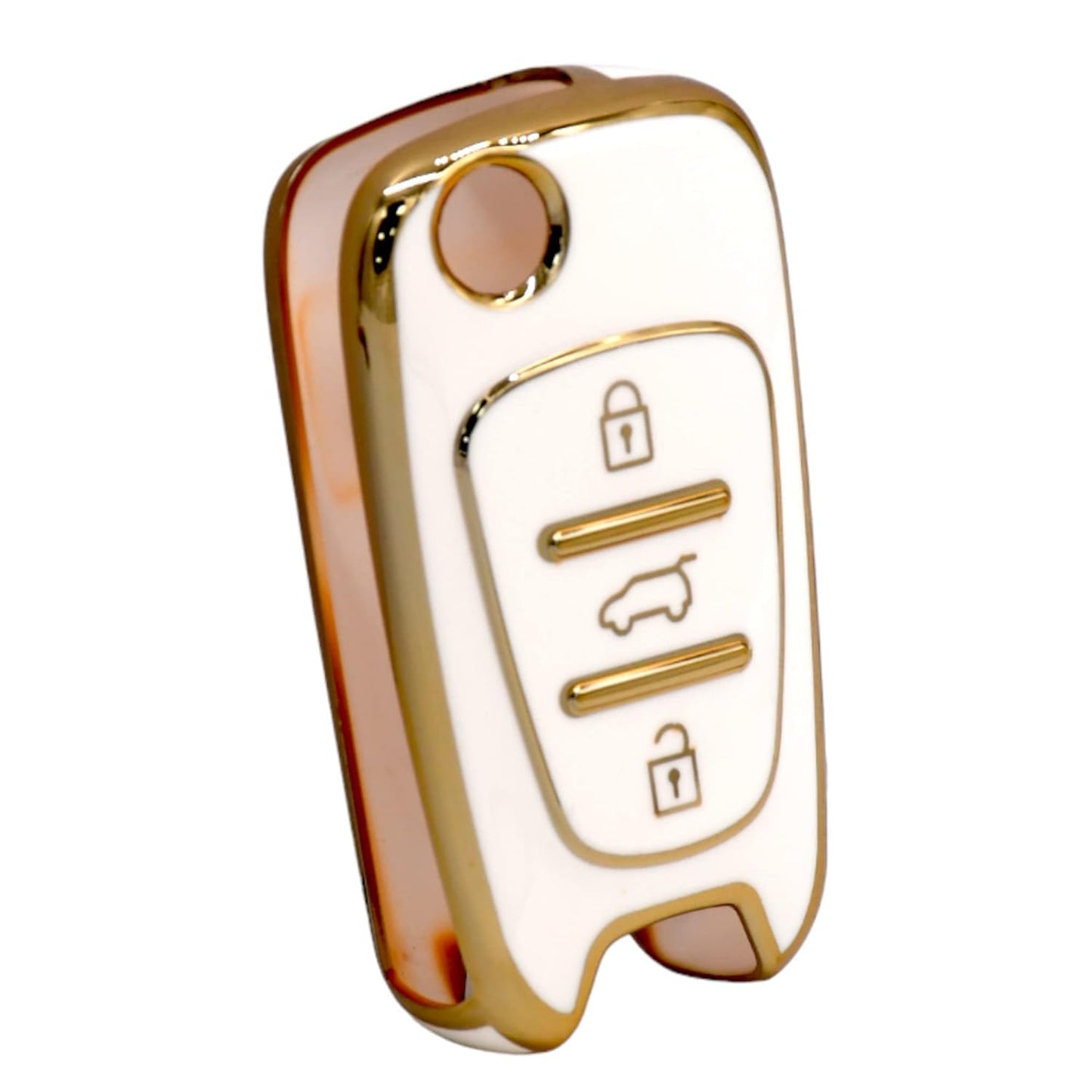 
                  
                    KMH - TPU Gold Car Key Cover Compatible with Hyundai i10, i20 (Old) 3 Push Button Smart Key Cover (Pack of 2 | Black-White)-TPU GOLD KEY COVER-KMH-CARPLUS
                  
                