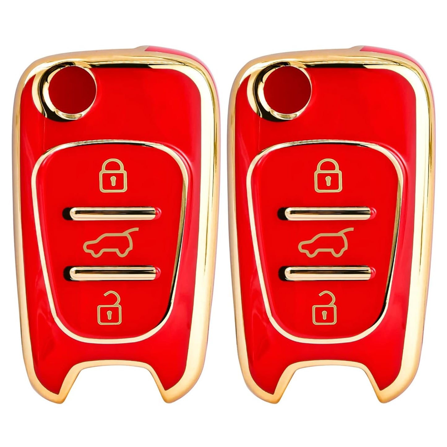 
                  
                    KMH - TPU Gold Car Key Cover Compatible with Hyundai i10, i20 (Old) 3 Push Button Smart Key Cover (Pack of 2 | Red)-TPU GOLD KEY COVER-KMH-CARPLUS
                  
                
