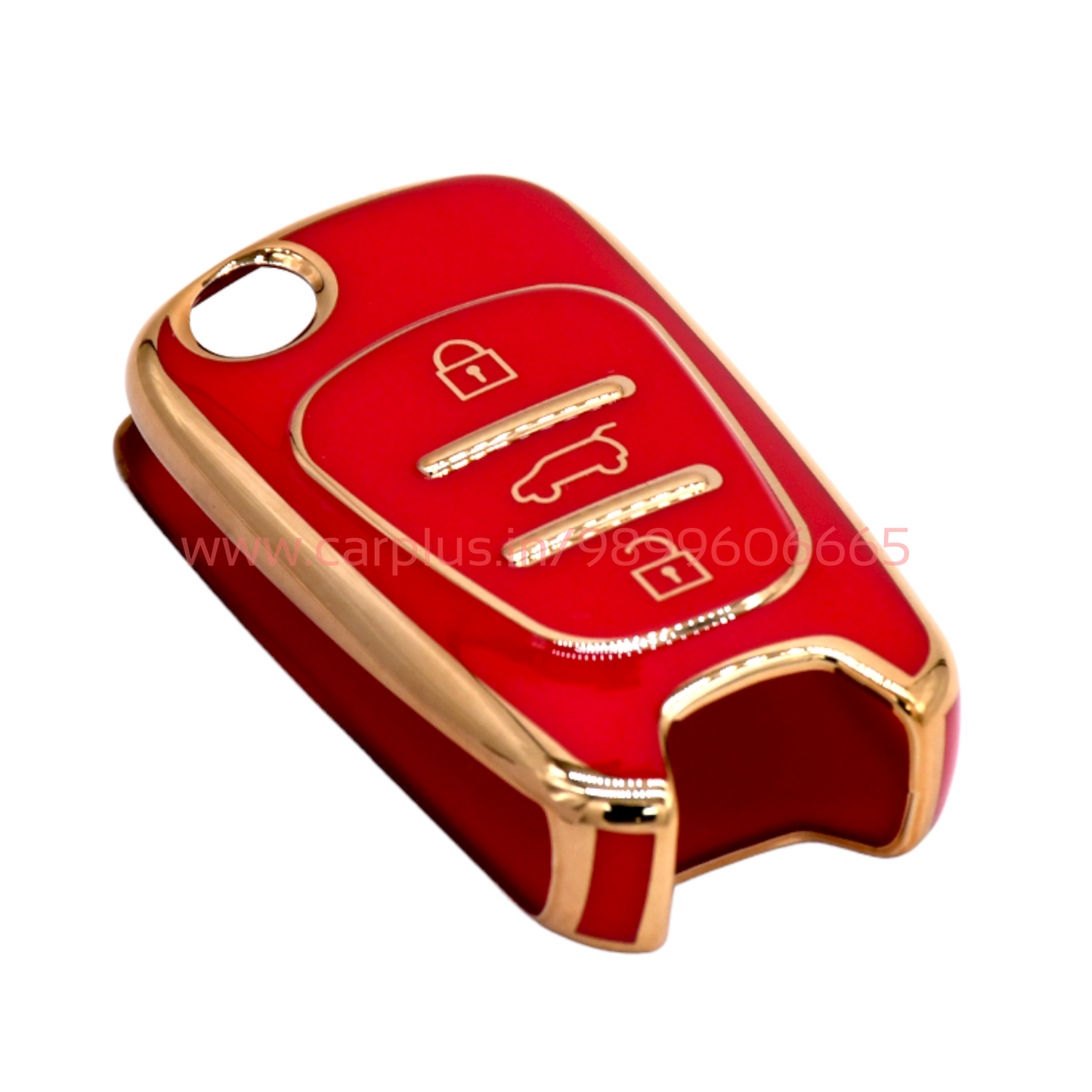 
                  
                    KMH - TPU Gold Car Key Cover Compatible with Hyundai i10, i20 (Old) 3 Push Button Smart Key-TPU GOLD KEY COVER-KMH-KEY COVER-Red-CARPLUS
                  
                