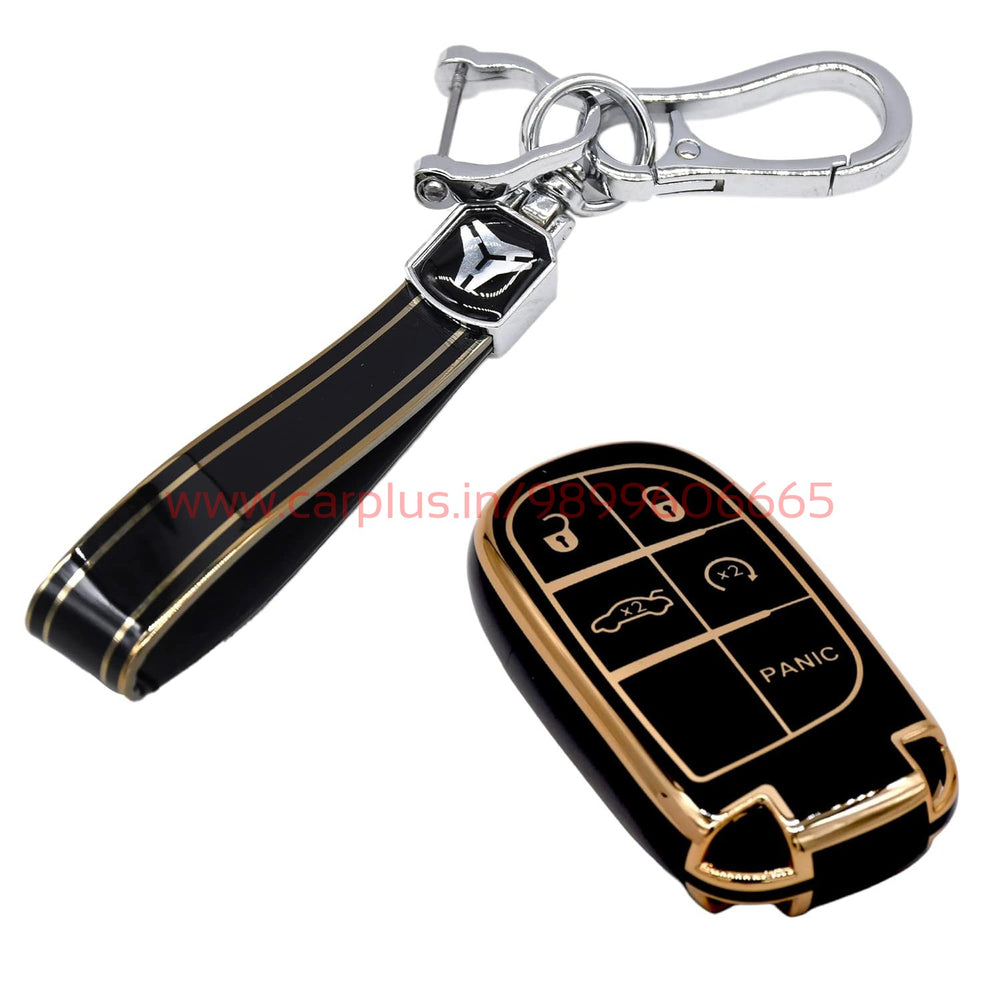 KMH - TPU Gold Car Key Cover Compatible with Jeep 5 Push Button