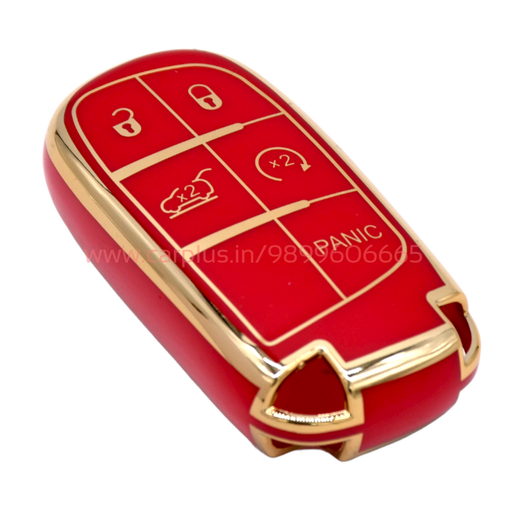 
                  
                    KMH - TPU Gold Car Key Cover Compatible with Jeep 5 Push Button Smart Key-TPU GOLD KEY COVER-KMH-KEY COVER-Red-CARPLUS
                  
                