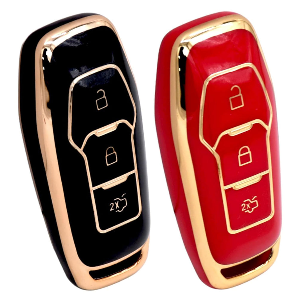 
                  
                    KMH - TPU Gold Car Key Cover Compatible with Jeep Compass Trailhawk 3 Push Button Smart Key Cover (Pack of 2 | Black-Red)-TPU GOLD KEY COVER-KMH-CARPLUS
                  
                