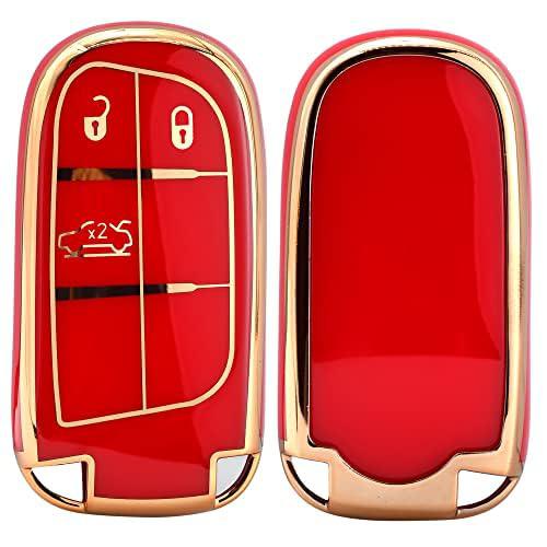 
                  
                    KMH - TPU Gold Car Key Cover Compatible with Jeep Compass Trailhawk 3 Push Button Smart Key Cover (Pack of 2 | Red)-TPU GOLD KEY COVER-KMH-CARPLUS
                  
                