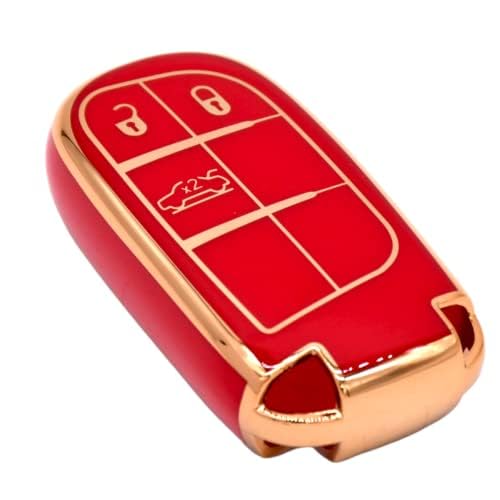 
                  
                    KMH - TPU Gold Car Key Cover Compatible with Jeep Compass Trailhawk 3 Push Button Smart Key Cover (Pack of 2 | White-Red)-TPU GOLD KEY COVER-KMH-CARPLUS
                  
                