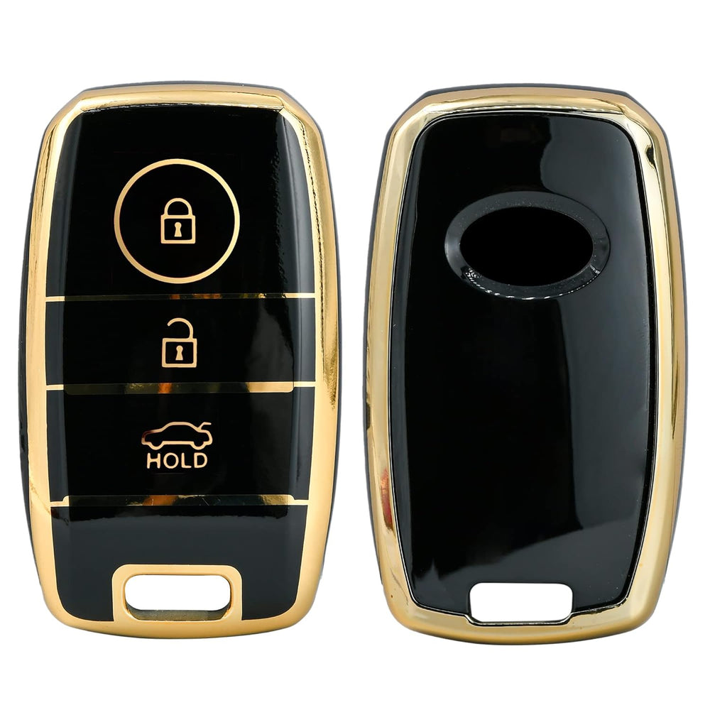 
                  
                    KMH TPU Gold Car Key Cover Compatible with Kia Seltos Sonet Carens 3 Button Push Start Car Key (Pack of 2, Black-Red)-TPU GOLD KEY COVER-KMH-CARPLUS
                  
                
