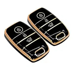 
                  
                    KMH TPU Gold Car Key Cover Compatible with Kia Seltos Sonet Carens 3 Button Push Start Car Key (Pack of 2, Black)-TPU GOLD KEY COVER-KMH-CARPLUS
                  
                