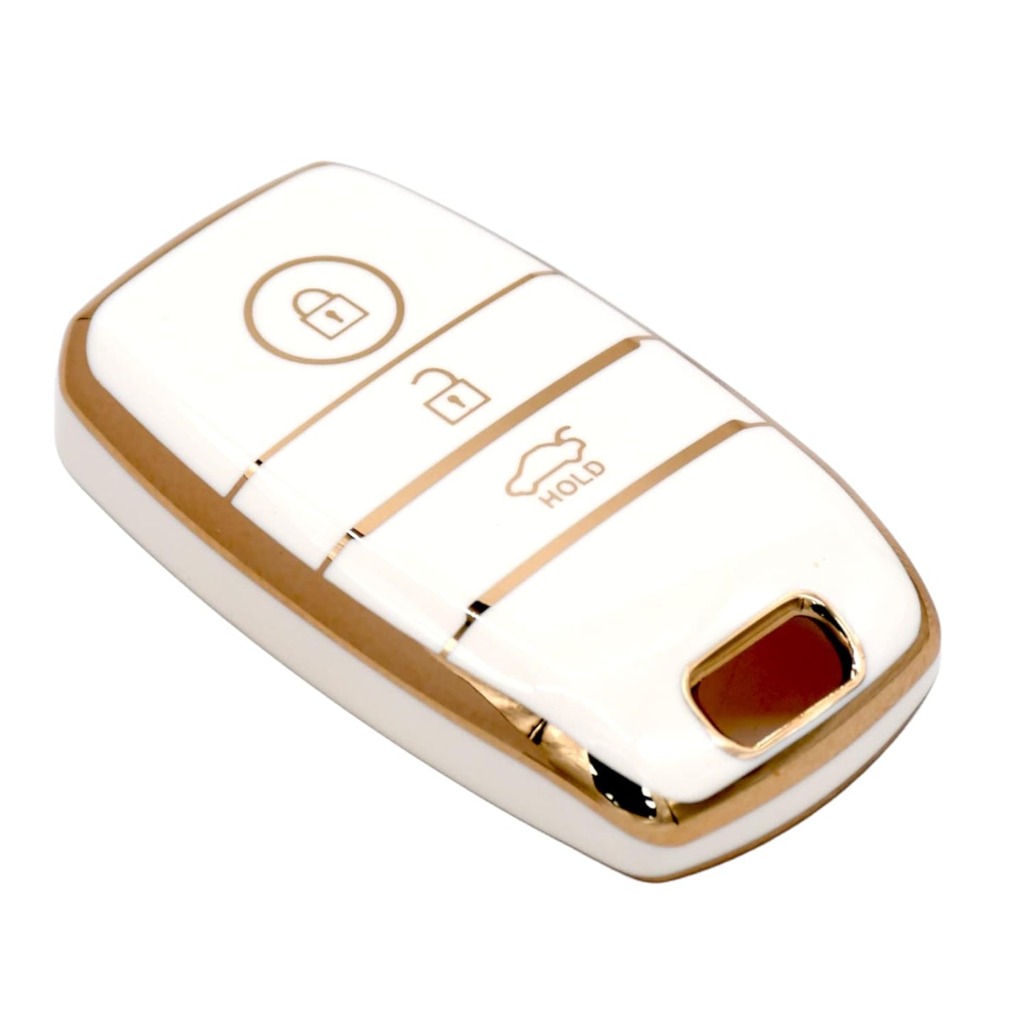 
                  
                    KMH TPU Gold Car Key Cover Compatible with Kia Seltos Sonet Carens 3 Button Push Start Car Key (Pack of 2, Black-White)-TPU GOLD KEY COVER-KMH-CARPLUS
                  
                