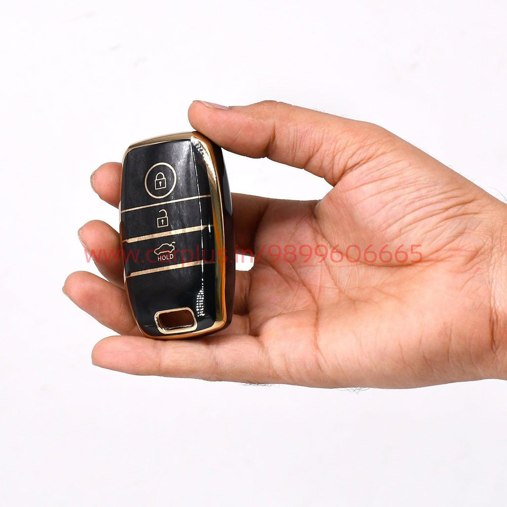 
                  
                    KMH TPU Gold Car Key Cover Compatible with Kia Seltos Sonet Carens 3 Button Push Start Car Key-TPU GOLD KEY COVER-KMH-KEY COVER-Black-CARPLUS
                  
                