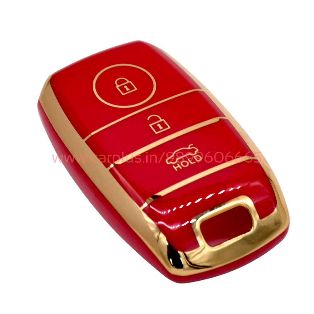 
                  
                    KMH TPU Gold Car Key Cover Compatible with Kia Seltos Sonet Carens 3 Button Push Start Car Key-TPU GOLD KEY COVER-KMH-KEY COVER-Red-CARPLUS
                  
                