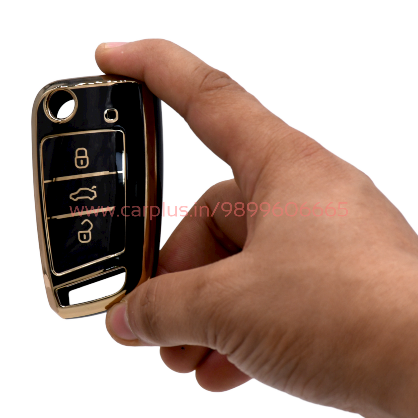 
                  
                    KMH - TPU Gold Car Key Cover Compatible with Skoda Karoq, Octavia, Superb, Kodiaq, Slavia, Volkswagen Virtus, Tiguan, Taigun, Jetta 3 Push Button Smart Key-TPU GOLD KEY COVER-KMH-KEY COVER-Black-CARPLUS
                  
                