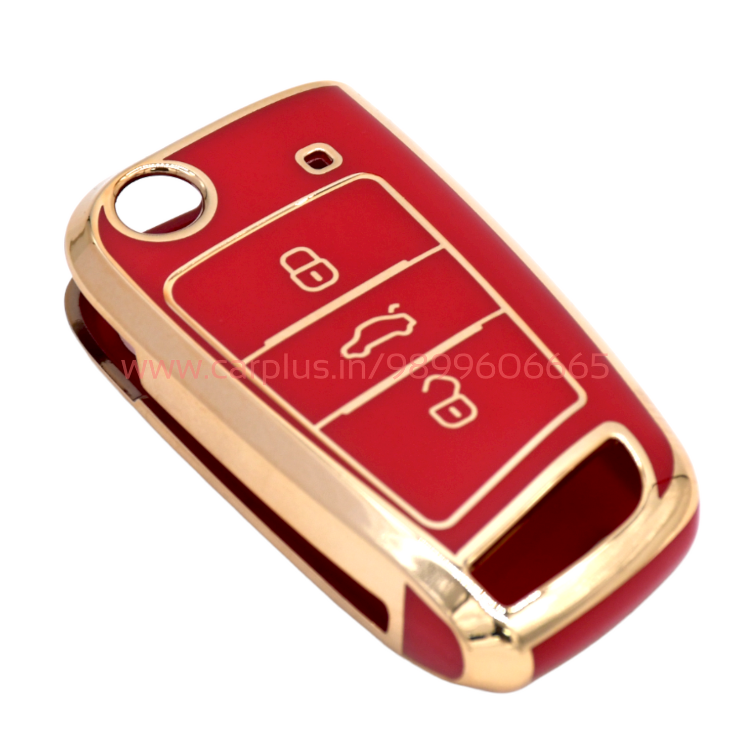 
                  
                    KMH - TPU Gold Car Key Cover Compatible with Skoda Karoq, Octavia, Superb, Kodiaq, Slavia, Volkswagen Virtus, Tiguan, Taigun, Jetta 3 Push Button Smart Key-TPU GOLD KEY COVER-KMH-KEY COVER-Red-CARPLUS
                  
                