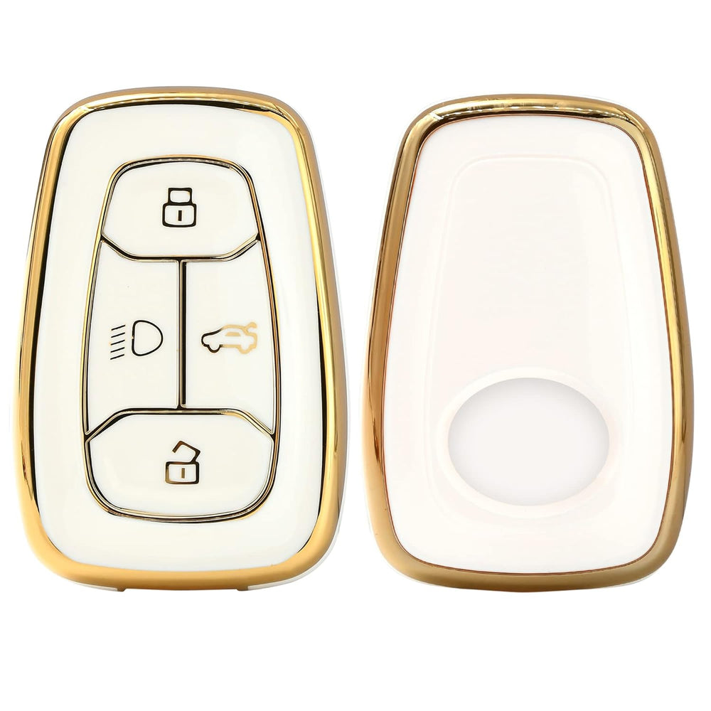 
                  
                    KMH - TPU Gold Car Key Cover Compatible with Tata Nexon, Harrier, Safari, Altroz, Tigor EV, Punch, Tiago EV Electric 4 Button Smart Key (Pack of 2, Black-White)-TPU GOLD KEY COVER-KMH-CARPLUS
                  
                