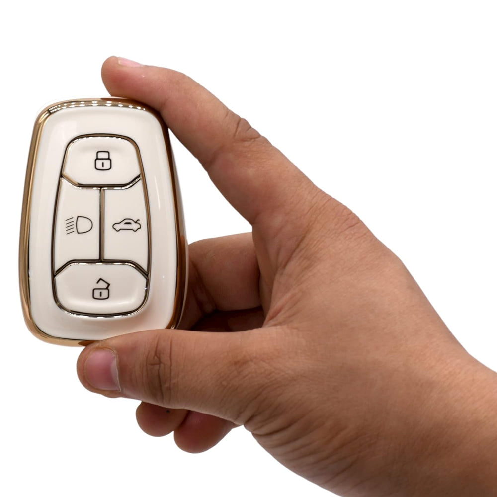 
                  
                    KMH - TPU Gold Car Key Cover Compatible with Tata Nexon, Harrier, Safari, Altroz, Tigor EV, Punch, Tiago EV Electric 4 Button Smart Key (Pack of 2, Black-White)-TPU GOLD KEY COVER-KMH-CARPLUS
                  
                