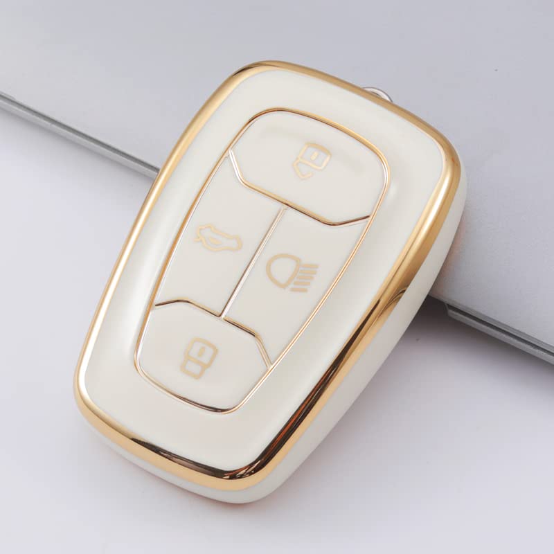 
                  
                    KMH - TPU Gold Car Key Cover Compatible with Tata Nexon, Harrier, Safari, Altroz, Tigor EV, Punch, Tiago EV Electric 4 Button Smart Key (Pack of 2, White)-TPU GOLD KEY COVER-KMH-CARPLUS
                  
                