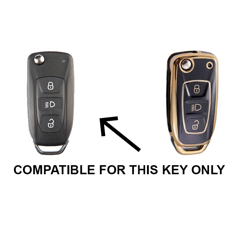 
                  
                    KMH - TPU Gold Car Key Cover Compatible with Tata Tiago| Nexon| Altroz| Safari| Zest | Bolt | Tigor | Punch | Hexa 3 Button Smart Key case (Pack of 2, Black)-TPU GOLD KEY COVER-KMH-CARPLUS
                  
                