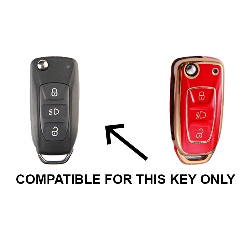 
                  
                    KMH - TPU Gold Car Key Cover Compatible with Tata Tiago| Nexon| Altroz| Safari| Zest | Bolt | Tigor | Punch | Hexa 3 Button Smart Key case (Pack of 2, Red)-TPU GOLD KEY COVER-KMH-CARPLUS
                  
                