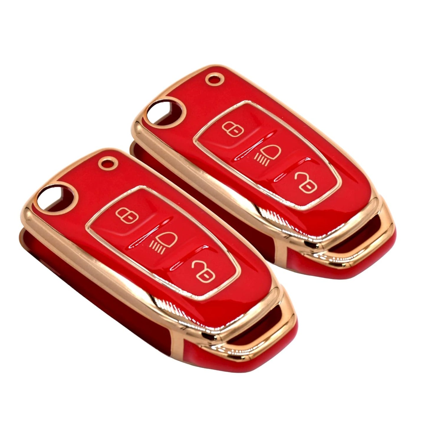 
                  
                    KMH - TPU Gold Car Key Cover Compatible with Tata Tiago| Nexon| Altroz| Safari| Zest | Bolt | Tigor | Punch | Hexa 3 Button Smart Key case (Pack of 2, Red)-TPU GOLD KEY COVER-KMH-CARPLUS
                  
                