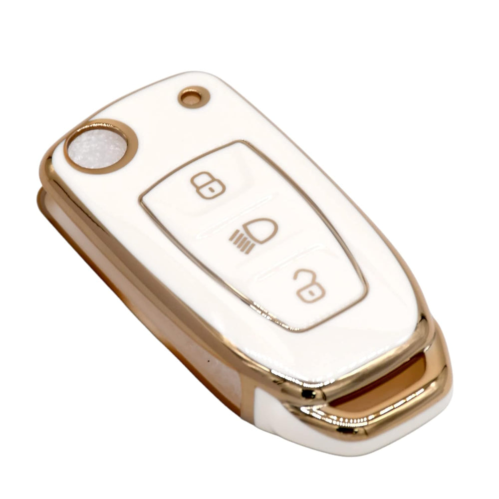 
                  
                    KMH - TPU Gold Car Key Cover Compatible with Tata Tiago, Nexon, Altroz, Safari, Zest, Bolt, Tigor, Punch, Hexa 3 Button Smart Key case (Pack of 2, White-Red)-TPU GOLD KEY COVER-KMH-CARPLUS
                  
                