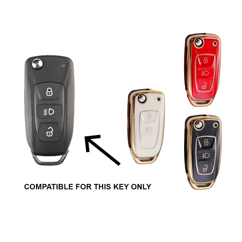 
                  
                    KMH - TPU Gold Car Key Cover Compatible with Tata Tiago, Nexon, Altroz, Safari, Zest, Bolt, Tigor, Punch, Hexa 3 Button Smart Key case (Pack of 2, White-Red)-TPU GOLD KEY COVER-KMH-CARPLUS
                  
                