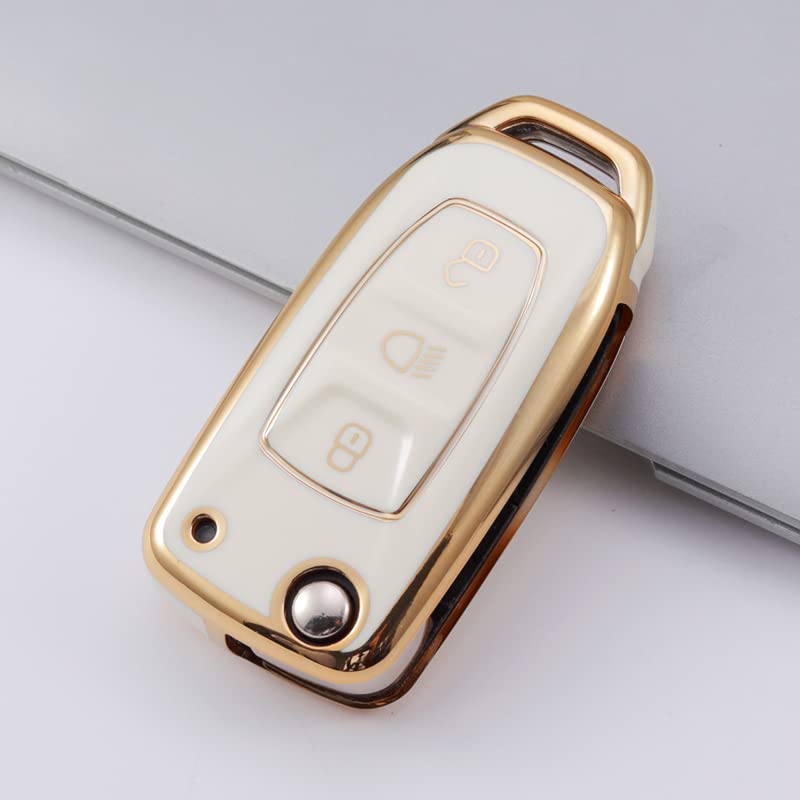 
                  
                    KMH - TPU Gold Car Key Cover Compatible with Tata Tiago| Nexon| Altroz| Safari| Zest | Bolt | Tigor | Punch | Hexa 3 Button Smart Key case (Pack of 2, White)-TPU GOLD KEY COVER-KMH-CARPLUS
                  
                