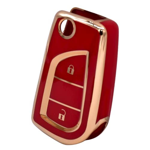
                  
                    KMH - TPU Gold Car Key Cover Compatible with Toyota Corolla Altis Innova Crysta 2 Button Smart Key (Pack of 2, White-Red)-TPU GOLD KEY COVER-KMH-CARPLUS
                  
                