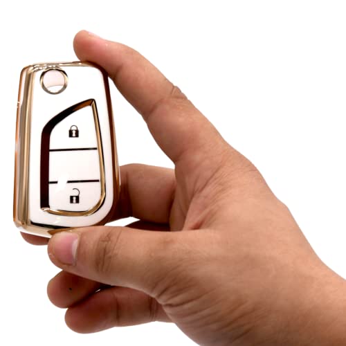 
                  
                    KMH - TPU Gold Car Key Cover Compatible with Toyota Corolla Altis Innova Crysta 2 Button Smart Key (Pack of 2, White)-TPU GOLD KEY COVER-KMH-CARPLUS
                  
                
