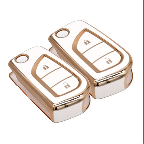 
                  
                    KMH - TPU Gold Car Key Cover Compatible with Toyota Corolla Altis Innova Crysta 2 Button Smart Key (Pack of 2, White)-TPU GOLD KEY COVER-KMH-CARPLUS
                  
                