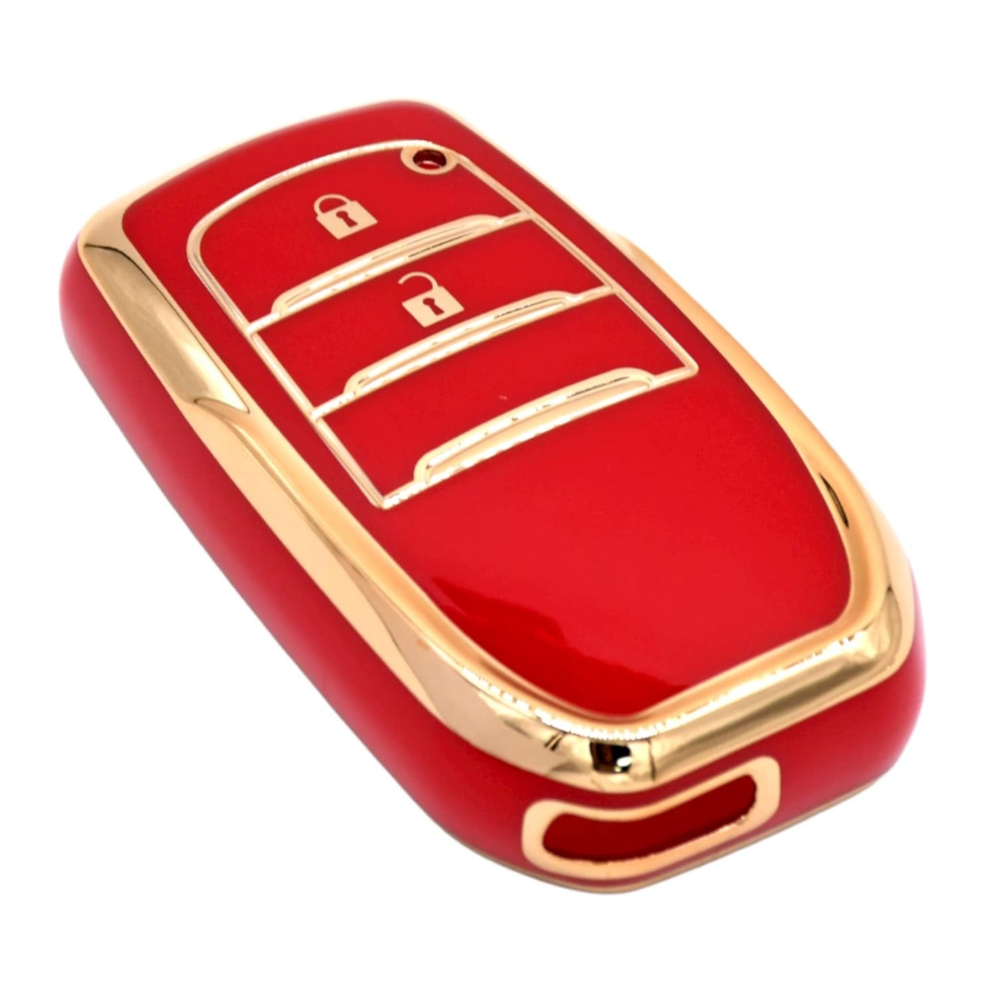 
                  
                    KMH - TPU Gold Car Key Cover Compatible with Toyota Innova Crysta 2 Button Smart Key Cover (Pack of 2 | Red)-TPU GOLD KEY COVER-KMH-CARPLUS
                  
                