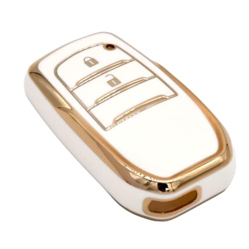 
                  
                    KMH - TPU Gold Car Key Cover Compatible with Toyota Innova Crysta 2 Button Smart Key Cover (Pack of 2 | White-Red)-TPU GOLD KEY COVER-KMH-CARPLUS
                  
                